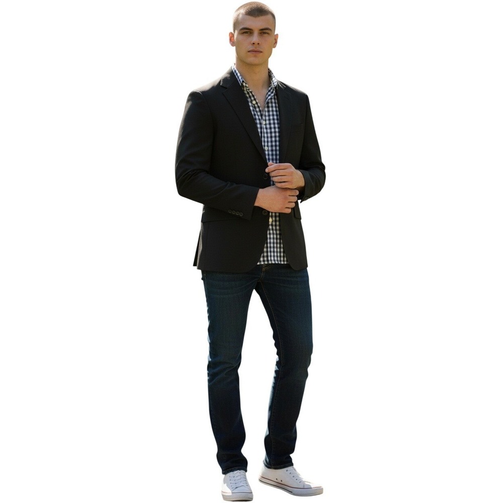 Armani Collezioni Black 100% Lane Wool Blazer Jacket Mens Size 40R‎